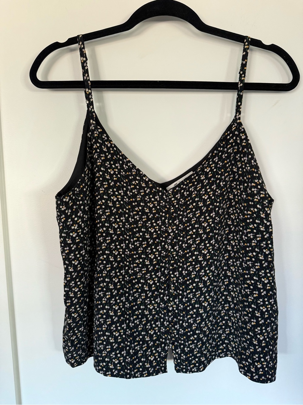 Madewell Black Floral Button-Front Tank Top